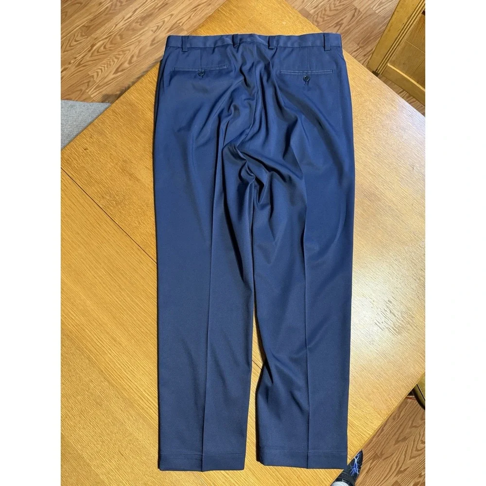Brooks Brothers Dress Pants 35x30 Navy Stretch Flat Front Golf Mens Performance